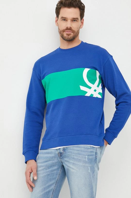 Ανδρικά Χωρίς φερμουάρ Βαμβακερή μπλούζα United Colors Of Benetton μπλε 6 Ανδρικά Χωρίς φερμουάρ Βαμβακερή μπλούζα United Colors Of Benetton μπλε - Image 4