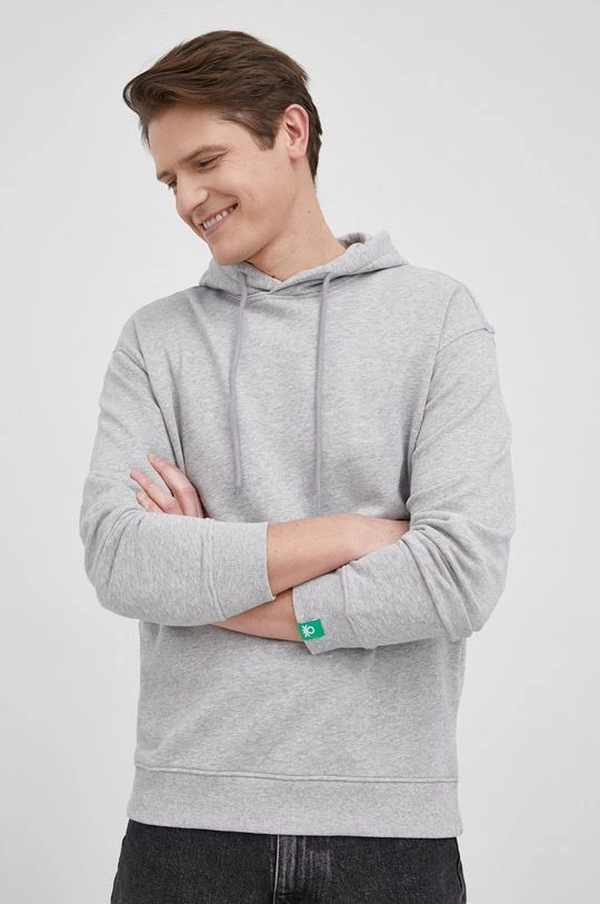 Ανδρικά Χωρίς φερμουάρ United Colors Of Benetton - Βαμβακερή μπλούζα γκρί 3 Ανδρικά Χωρίς φερμουάρ United Colors Of Benetton - Βαμβακερή μπλούζα γκρί