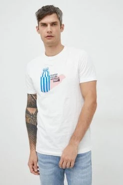 Ανδρικά Μπλουζάκια Βαμβακερό μπλουζάκι United Colors Of Benetton άσπρο