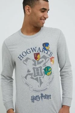 Ανδρικά Πιζάμα Βαμβακερή μπλούζα πιτζάμας με μακριά μανίκια United Colors Of Benetton γκρι