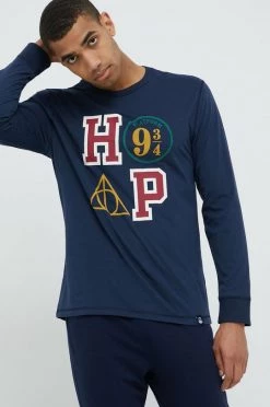 Ανδρικά Πιζάμα Βαμβακερή μπλούζα πιτζάμας με μακριά μανίκια United Colors Of Benetton ναυτικό μπλε