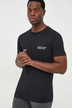 Ανδρικά Μπλουζάκια Βαμβακερό μπλουζάκι United Colors Of Benetton μαύρο