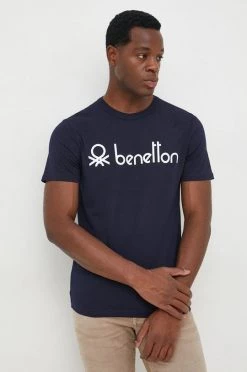 Ανδρικά Μπλουζάκια Βαμβακερό μπλουζάκι United Colors Of Benetton ναυτικό μπλε