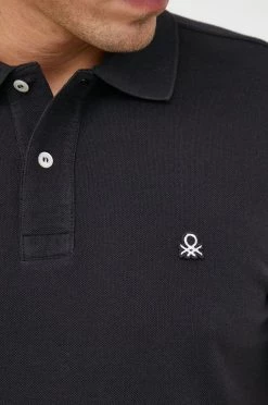 Ανδρικά Πόλο μπλουζάκια Βαμβακερό μπλουζάκι πόλο United Colors Of Benetton μαύρο -United Colors of Benetton Εκπτώσεις unnamed file 1439