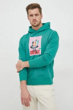 Ανδρικά Χωρίς φερμουάρ Μπλούζα United Colors Of Benetton πράσινο, με κουκούλα