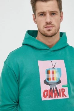 Ανδρικά Χωρίς φερμουάρ Μπλούζα United Colors Of Benetton πράσινο, με κουκούλα -United Colors of Benetton Εκπτώσεις unnamed file 159