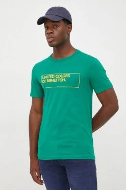 Ανδρικά Μπλουζάκια Βαμβακερό μπλουζάκι United Colors Of Benetton πράσινο