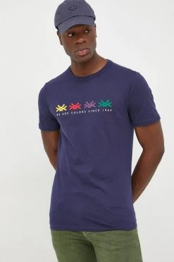 Ανδρικά Μπλουζάκια Βαμβακερό μπλουζάκι United Colors Of Benetton ναυτικό μπλε