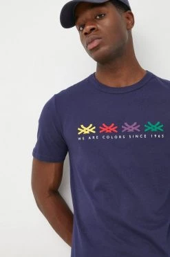 Ανδρικά Μπλουζάκια Βαμβακερό μπλουζάκι United Colors Of Benetton ναυτικό μπλε -United Colors of Benetton Εκπτώσεις unnamed file 1642