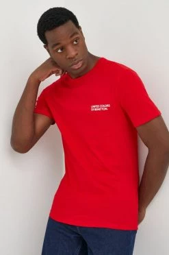 Ανδρικά Μπλουζάκια Βαμβακερό μπλουζάκι United Colors Of Benetton κόκκινο