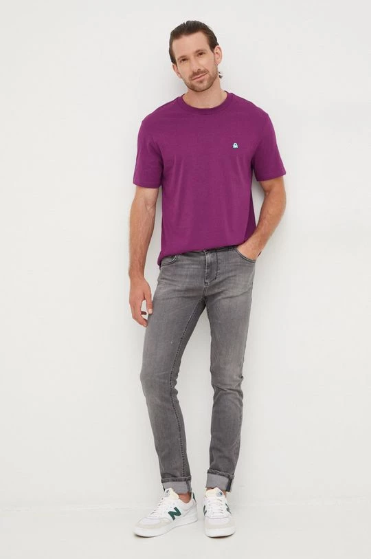 Ανδρικά Μπλουζάκια Βαμβακερό μπλουζάκι United Colors Of Benetton μοβ 4 Ανδρικά Μπλουζάκια Βαμβακερό μπλουζάκι United Colors Of Benetton μοβ - Image 2