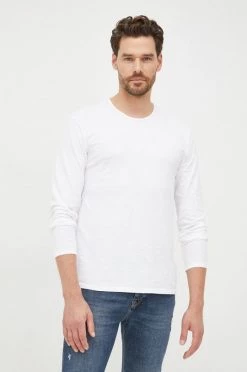 Ανδρικά Μακρυμάνικα Βαμβακερή μπλούζα με μακριά μανίκια United Colors Of Benetton άσπρο