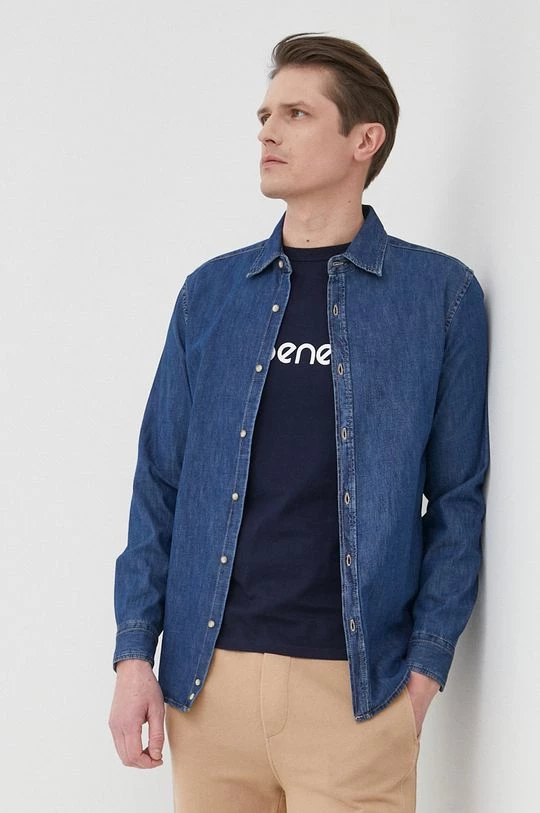 Ανδρικά Πουκάμισα Τζιν πουκάμισο United Colors Of Benetton χρώμα: ναυτικό μπλε, 4 Ανδρικά Πουκάμισα Τζιν πουκάμισο United Colors Of Benetton χρώμα: ναυτικό μπλε, - Image 2