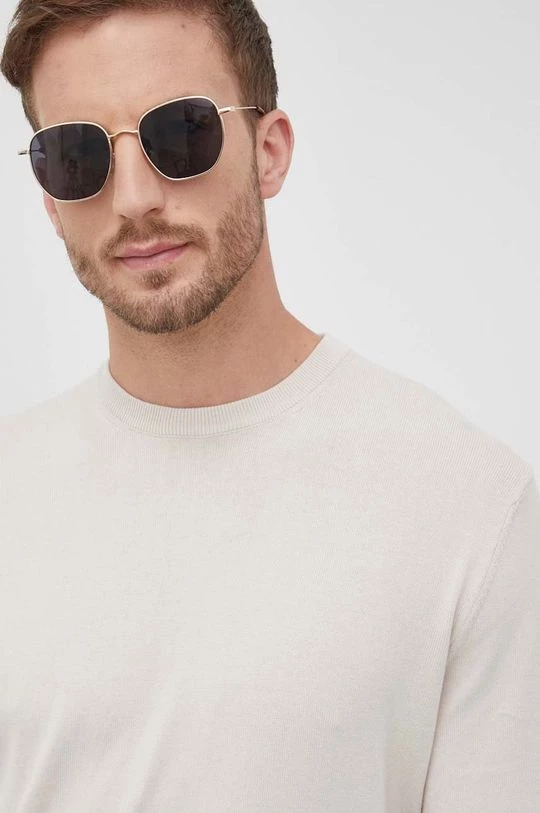 Ανδρικά Χωρίς φερμουάρ Βαμβακερό πουλόβερ United Colors Of Benetton χρώμα: μπεζ, 6 Ανδρικά Χωρίς φερμουάρ Βαμβακερό πουλόβερ United Colors Of Benetton χρώμα: μπεζ, - Image 4