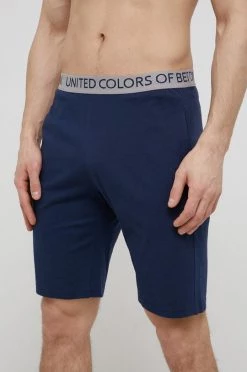 Ανδρικά Πιζάμα United Colors Of Benetton - σορτς βαμβακερής πιτζάμας σκούρο μπλε