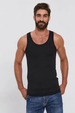 Ανδρικά Αμάνικα Μπλουζάκι United Colors Of Benetton χρώμα: μαύρο