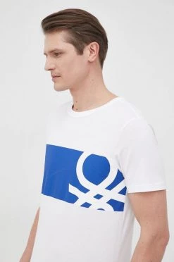 Ανδρικά Μπλουζάκια Βαμβακερό μπλουζάκι United Colors Of Benetton άσπρο