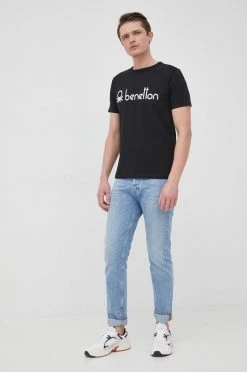 Ανδρικά Μπλουζάκια Βαμβακερό μπλουζάκι United Colors Of Benetton μαύρο