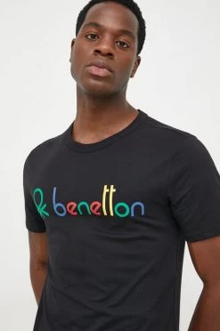 Ανδρικά Μπλουζάκια Βαμβακερό μπλουζάκι United Colors Of Benetton μαύρο -United Colors of Benetton Εκπτώσεις unnamed file 192
