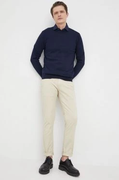 Ανδρικά Χωρίς φερμουάρ United Colors Of Benetton - Βαμβακερό πουλόβερ σκούρο μπλε