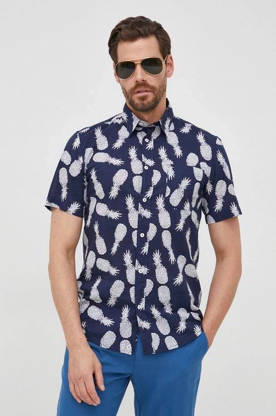 Ανδρικά Πουκάμισα Βαμβακερό πουκάμισο United Colors Of Benetton χρώμα: ναυτικό μπλε, 6 Ανδρικά Πουκάμισα Βαμβακερό πουκάμισο United Colors Of Benetton χρώμα: ναυτικό μπλε, - Image 4