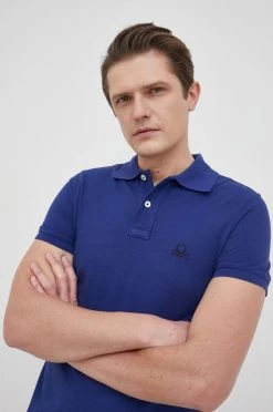 Ανδρικά Πόλο μπλουζάκια United Colors Of Benetton - Βαμβακερό μπλουζάκι πόλο σκούρο μπλε -United Colors of Benetton Εκπτώσεις unnamed file 2309