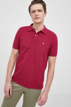 Ανδρικά Πόλο μπλουζάκια United Colors Of Benetton - Βαμβακερό μπλουζάκι πόλο ροζ