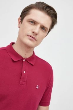Ανδρικά Πόλο μπλουζάκια United Colors Of Benetton - Βαμβακερό μπλουζάκι πόλο ροζ -United Colors of Benetton Εκπτώσεις unnamed file 2314