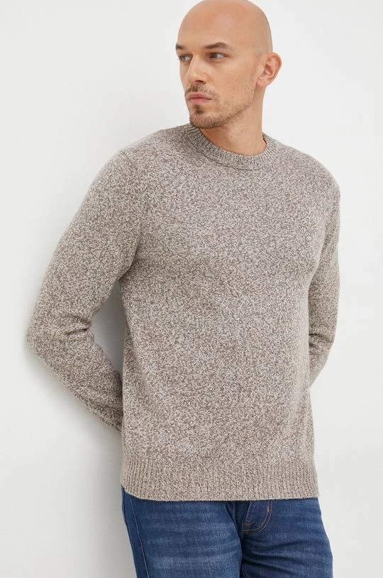 Ανδρικά Χωρίς φερμουάρ Πουλόβερ με προσθήκη μαλλιού United Colors Of Benetton χρώμα: μπεζ, 3 Ανδρικά Χωρίς φερμουάρ Πουλόβερ με προσθήκη μαλλιού United Colors Of Benetton χρώμα: μπεζ,