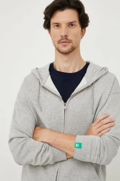 Ανδρικά Με φερμουάρ Βαμβακερή μπλούζα United Colors Of Benetton γκρι,