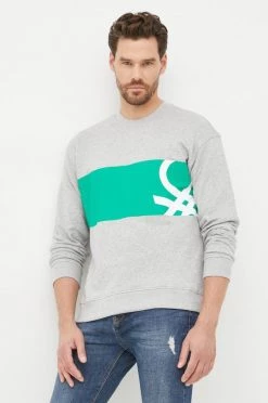 Ανδρικά Χωρίς φερμουάρ Βαμβακερή μπλούζα United Colors Of Benetton γκρι,