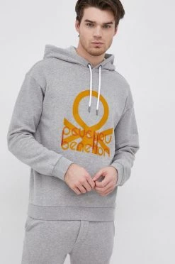 Ανδρικά Χωρίς φερμουάρ Βαμβακερή μπλούζα United Colors Of Benetton χρώμα: γκρι