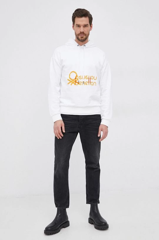 Ανδρικά Χωρίς φερμουάρ Βαμβακερή μπλούζα United Colors Of Benetton χρώμα: άσπρο 4 Ανδρικά Χωρίς φερμουάρ Βαμβακερή μπλούζα United Colors Of Benetton χρώμα: άσπρο - Image 2