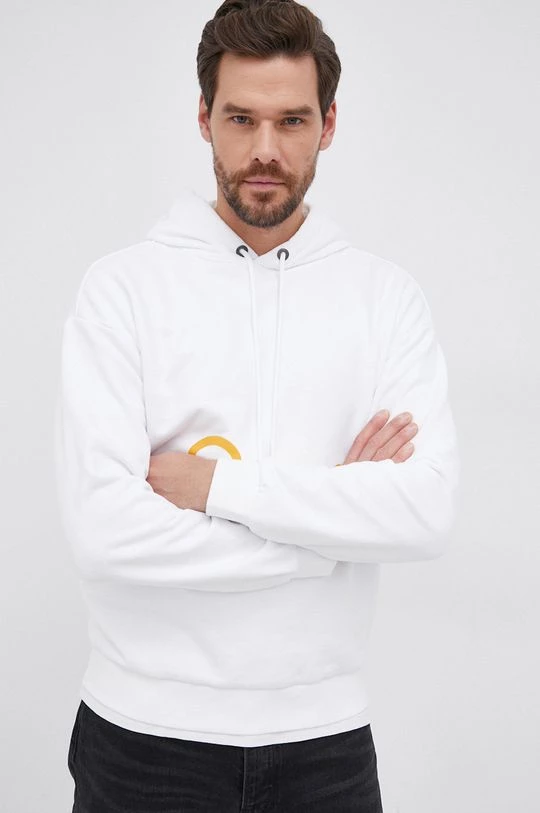 Ανδρικά Χωρίς φερμουάρ Βαμβακερή μπλούζα United Colors Of Benetton χρώμα: άσπρο 6 Ανδρικά Χωρίς φερμουάρ Βαμβακερή μπλούζα United Colors Of Benetton χρώμα: άσπρο - Image 4