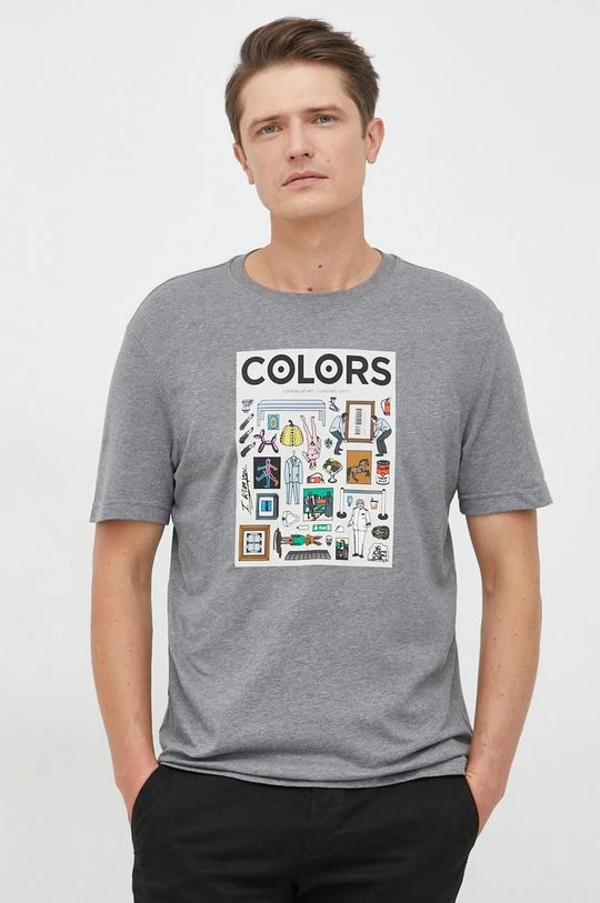 Ανδρικά Μπλουζάκια Βαμβακερό μπλουζάκι United Colors Of Benetton γκρι 3 Ανδρικά Μπλουζάκια Βαμβακερό μπλουζάκι United Colors Of Benetton γκρι