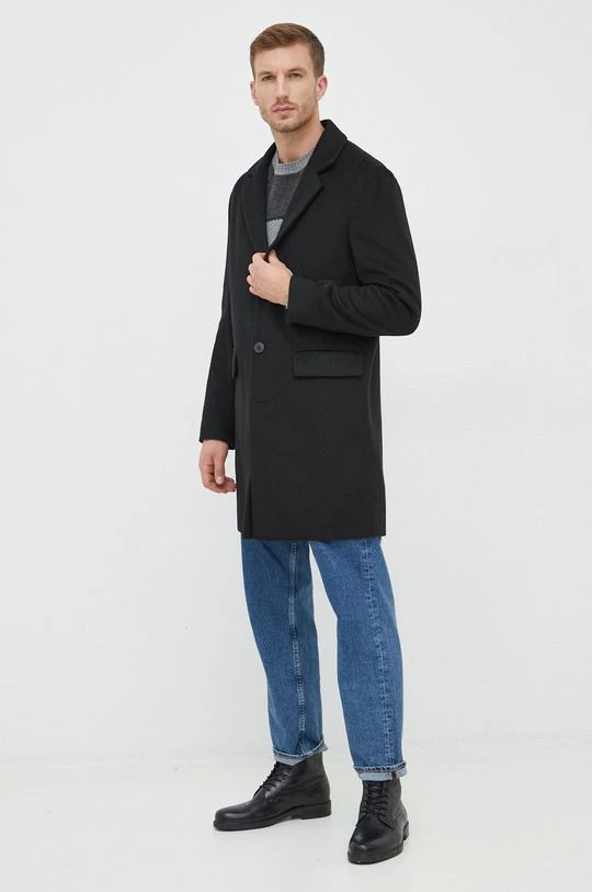 Ανδρικά Παλτά Μάλλινο παλτό United Colors Of Benetton μαύρο, 4 Ανδρικά Παλτά Μάλλινο παλτό United Colors Of Benetton μαύρο, - Image 2
