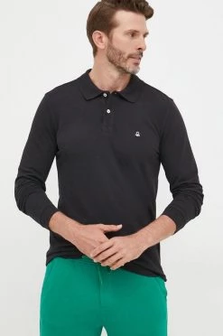 Ανδρικά Μακρυμάνικα Βαμβακερή μπλούζα με μακριά μανίκια United Colors Of Benetton μαύρο -United Colors of Benetton Εκπτώσεις unnamed file 827