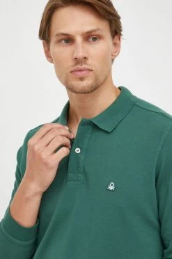 Ανδρικά Μακρυμάνικα Βαμβακερή μπλούζα με μακριά μανίκια United Colors Of Benetton πράσινο