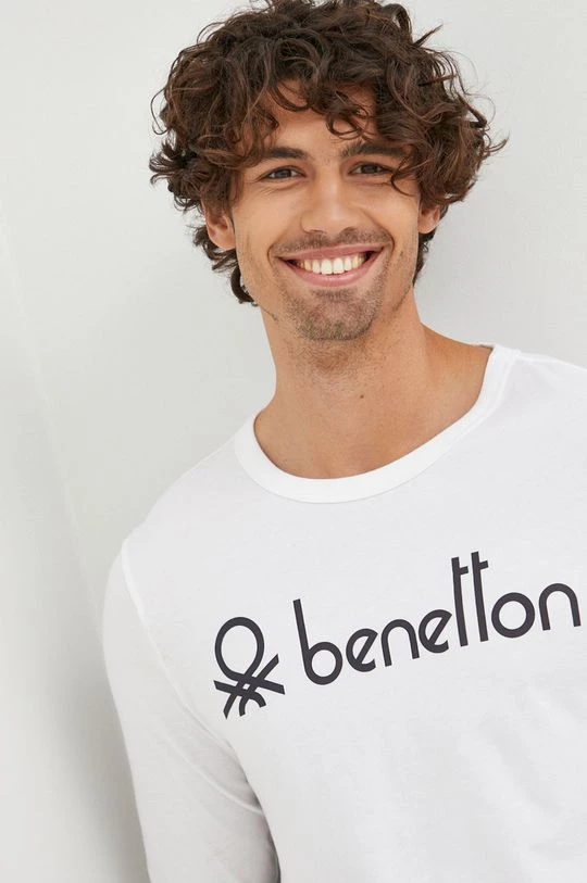 Ανδρικά Μακρυμάνικα Βαμβακερή μπλούζα με μακριά μανίκια United Colors Of Benetton άσπρο 3 Ανδρικά Μακρυμάνικα Βαμβακερή μπλούζα με μακριά μανίκια United Colors Of Benetton άσπρο