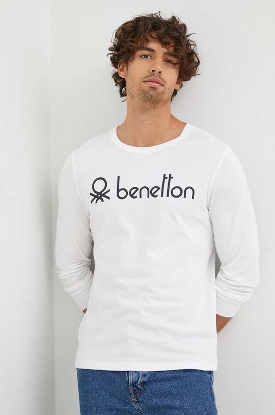 Ανδρικά Μακρυμάνικα Βαμβακερή μπλούζα με μακριά μανίκια United Colors Of Benetton άσπρο 6 Ανδρικά Μακρυμάνικα Βαμβακερή μπλούζα με μακριά μανίκια United Colors Of Benetton άσπρο - Image 4