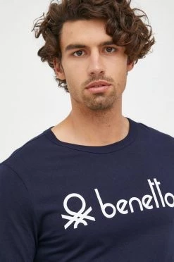 Ανδρικά Μακρυμάνικα Βαμβακερή μπλούζα με μακριά μανίκια United Colors Of Benetton ναυτικό μπλε -United Colors of Benetton Εκπτώσεις unnamed file 899