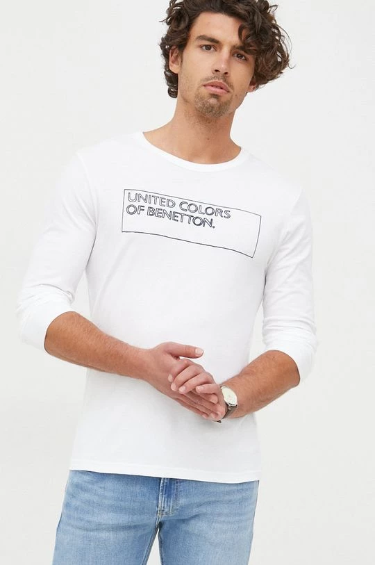 Ανδρικά Μακρυμάνικα Βαμβακερή μπλούζα με μακριά μανίκια United Colors Of Benetton άσπρο 6 Ανδρικά Μακρυμάνικα Βαμβακερή μπλούζα με μακριά μανίκια United Colors Of Benetton άσπρο - Image 4