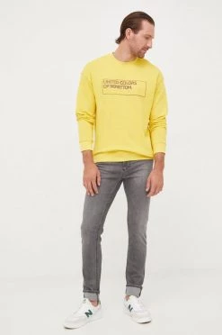 Ανδρικά Χωρίς φερμουάρ Βαμβακερή μπλούζα United Colors Of Benetton κίτρινο,