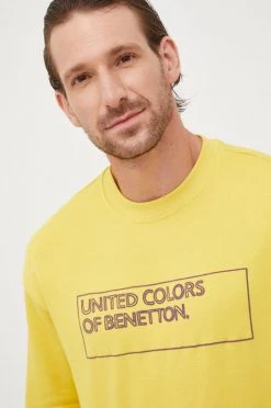 Ανδρικά Χωρίς φερμουάρ Βαμβακερή μπλούζα United Colors Of Benetton κίτρινο, -United Colors of Benetton Εκπτώσεις unnamed file 927