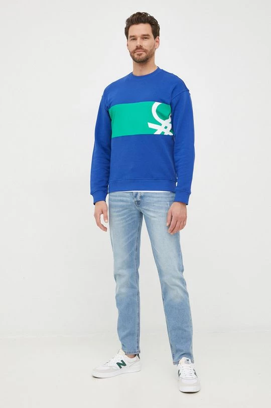 Ανδρικά Χωρίς φερμουάρ Βαμβακερή μπλούζα United Colors Of Benetton μπλε 4 Ανδρικά Χωρίς φερμουάρ Βαμβακερή μπλούζα United Colors Of Benetton μπλε - Image 2